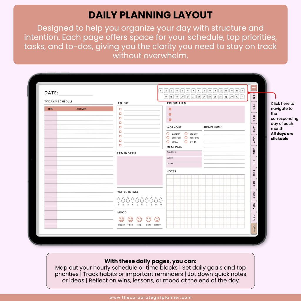 The Corporate Girl Daily Digital Planner 2026 (Digital Download)