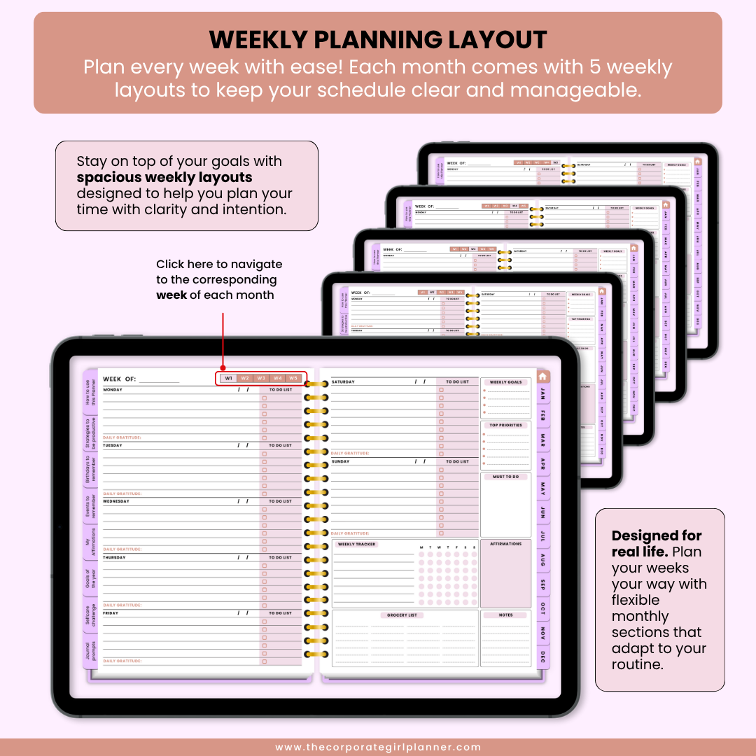 2026 Corporate Girl Weekly Digital Planner - (Digital Download)