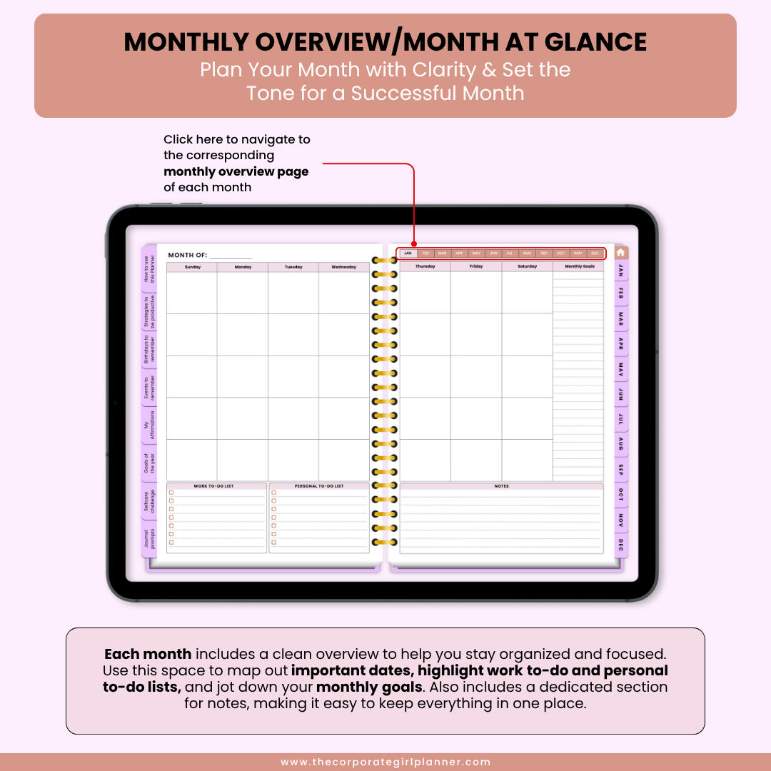 2026 Corporate Girl Weekly Digital Planner - (Digital Download)