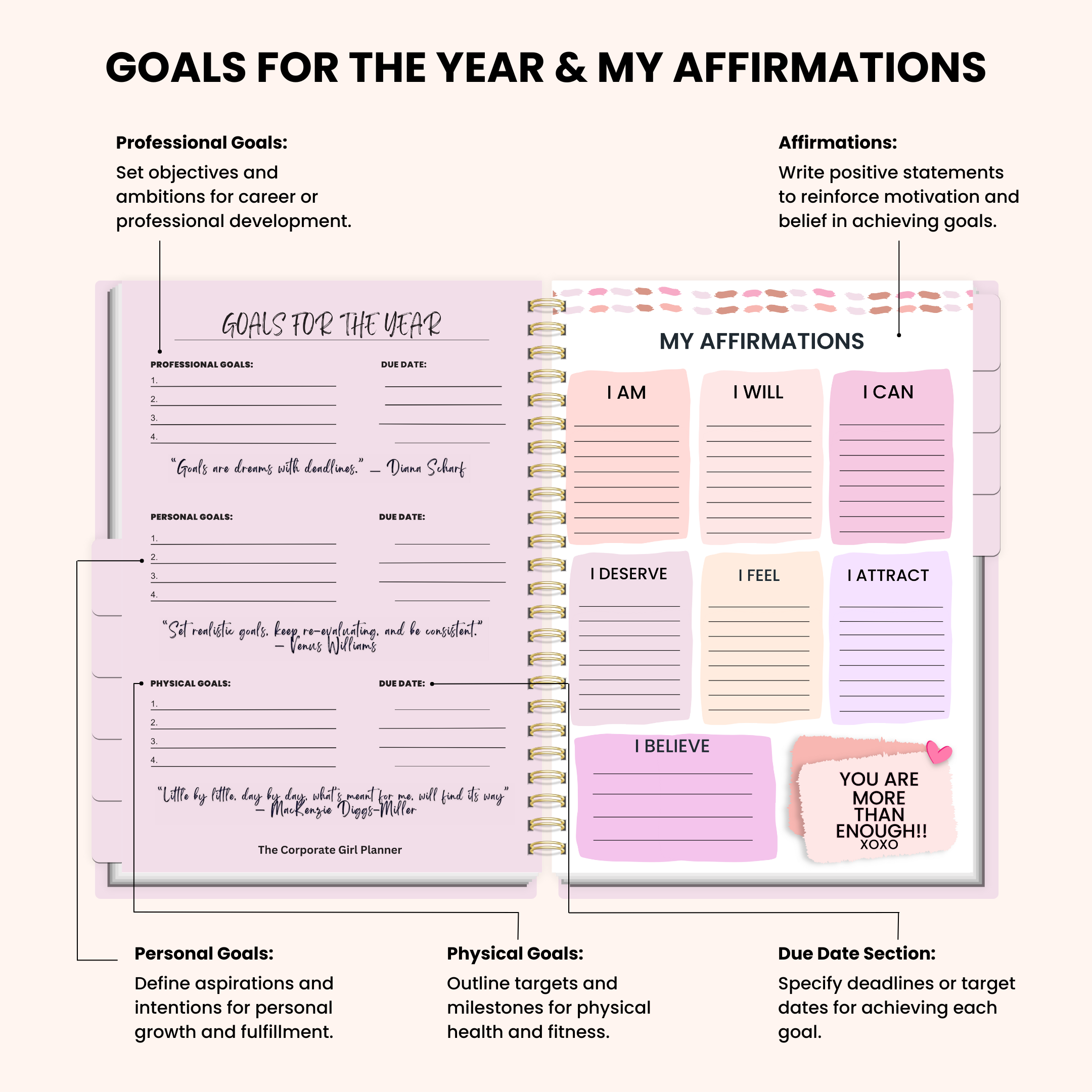 Corporate Girl Planner - 12 Month, Weekly Planner
