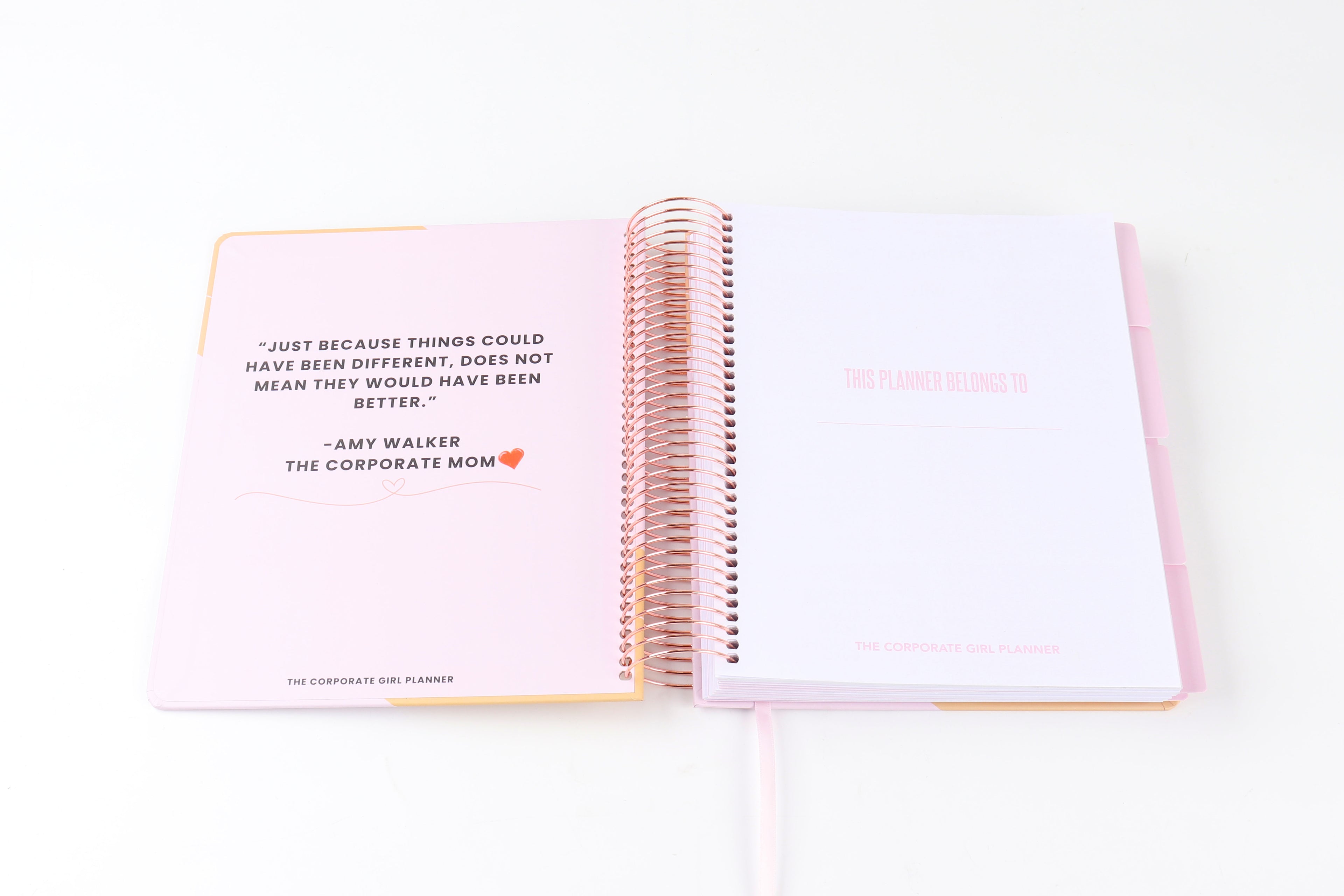 The Corporate Girl Daily Planner Undated, with stickers, meeting notes, daily dockets, birthdays to remember, notes section and a budget section. 