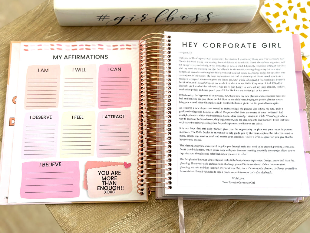 The Corporate Girl Planner, 6 month, Undated, Pink, Rosegold, 260 pages