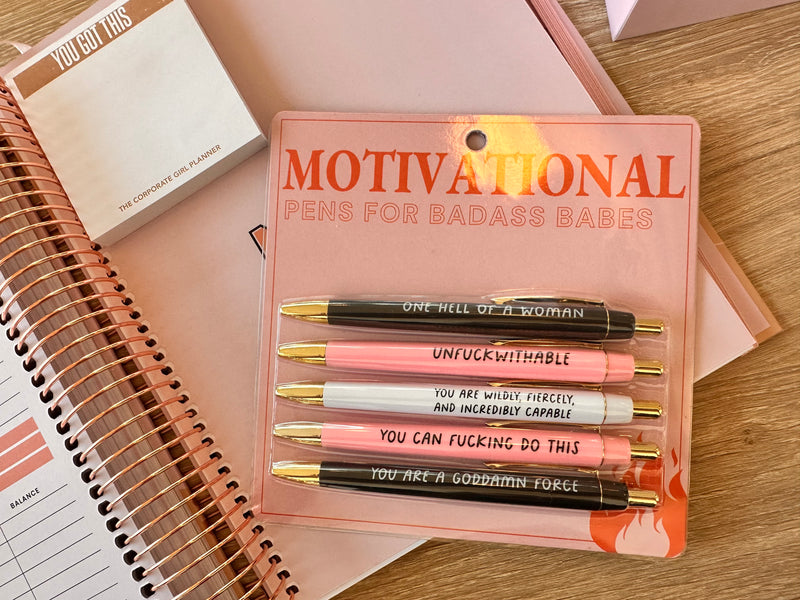 Motivational Badass Pen Set, 11Pieces Funny Daily Ballpoint Pens Office  Gifts