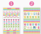 Our Productivity Stickers are the perfect mix of "fun" and "getting stuff done." Specifications & features include:

• 6 sticker sheets per pack, totaling 475 unique stickers
• 100% hand-drawn and hand-lettered icons and phrases to help decorate and enhance your planner
• Stickers include tactical elements like goal, appointment, and bill tracking plus birthday stickers, vacation stickers, and much more!