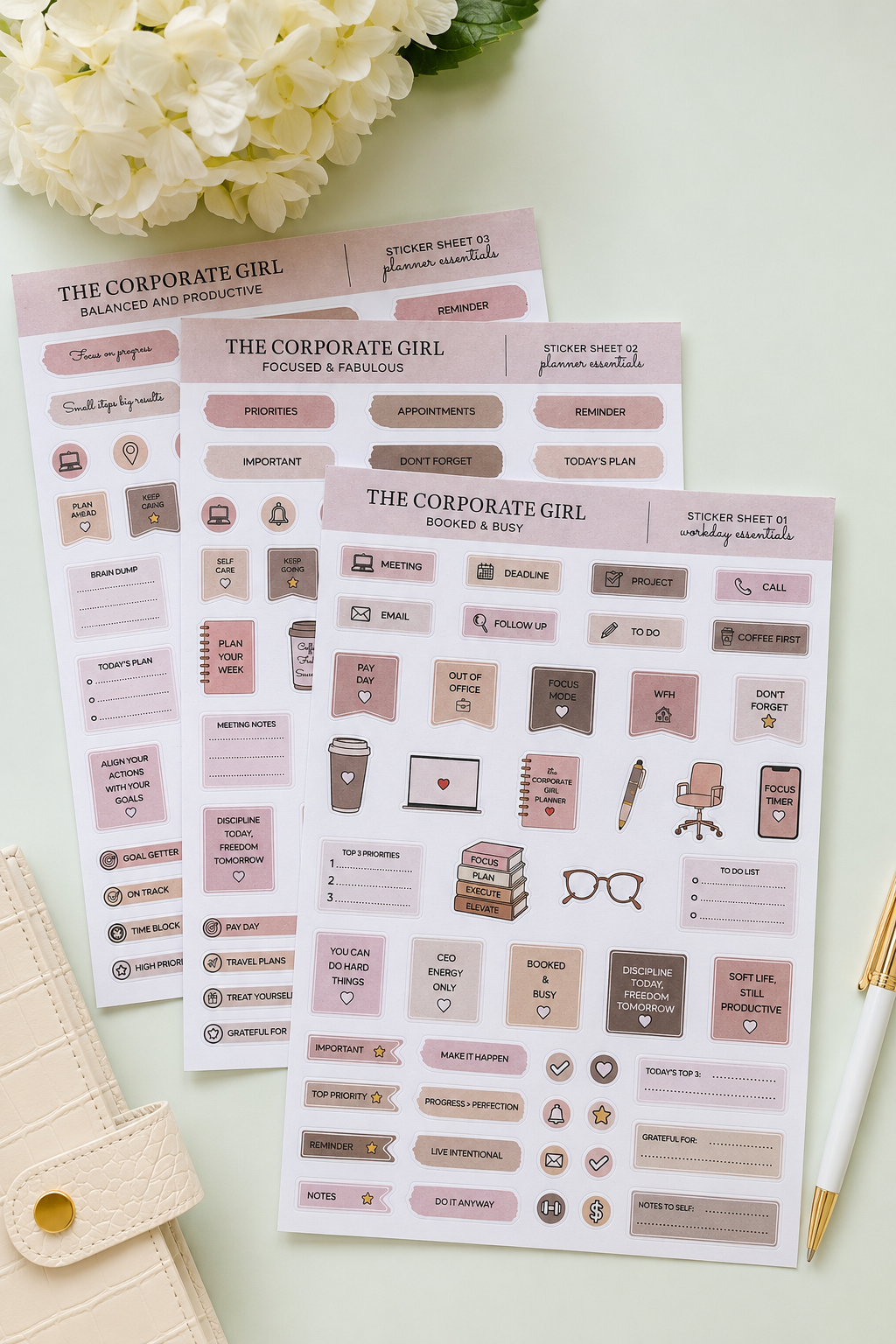 Booked and Busy - Corporate Girl Planner Stickers