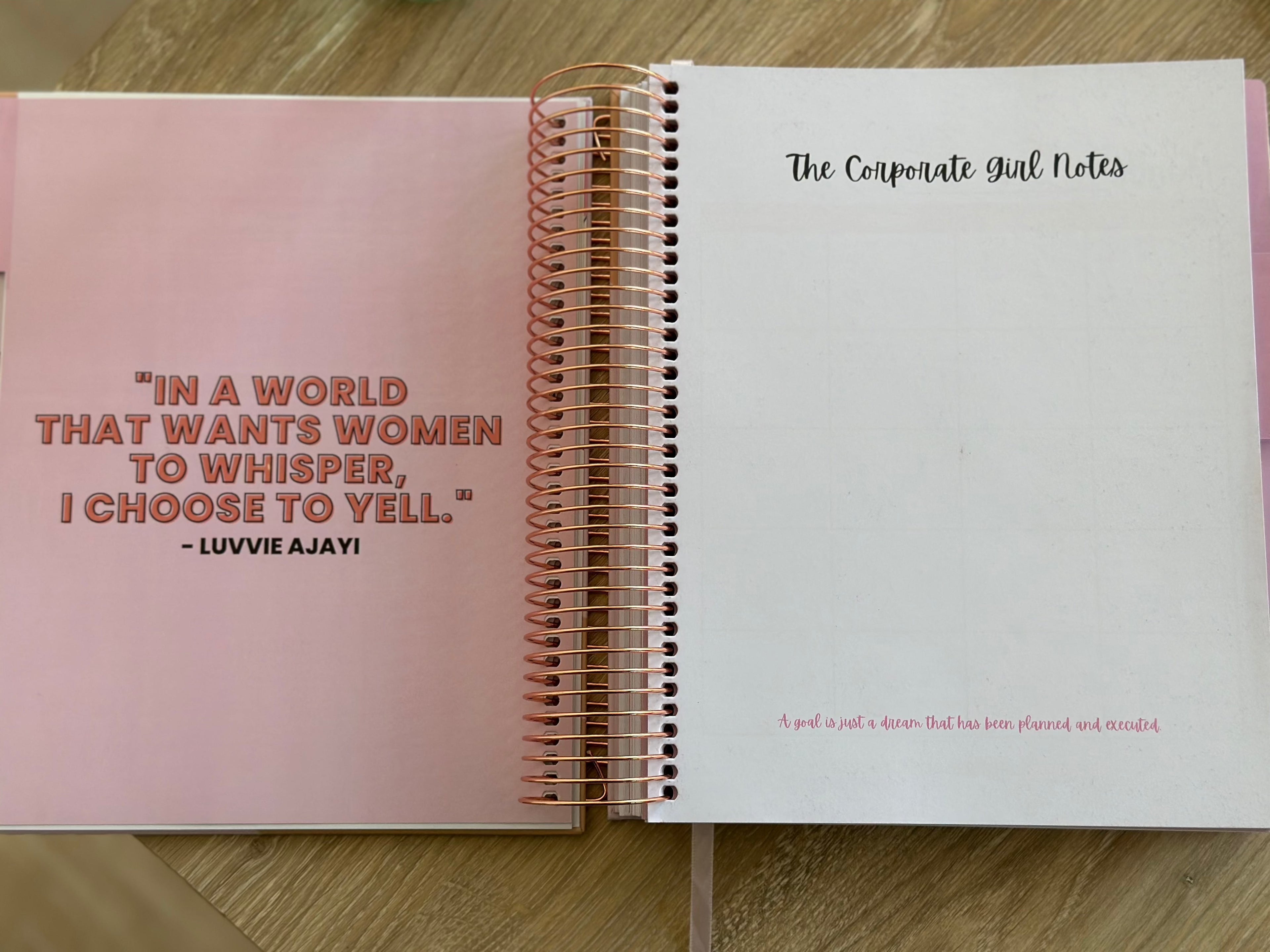 The Corporate Girl Planner, 6 month, Undated, Pink, Rosegold, 260 pages