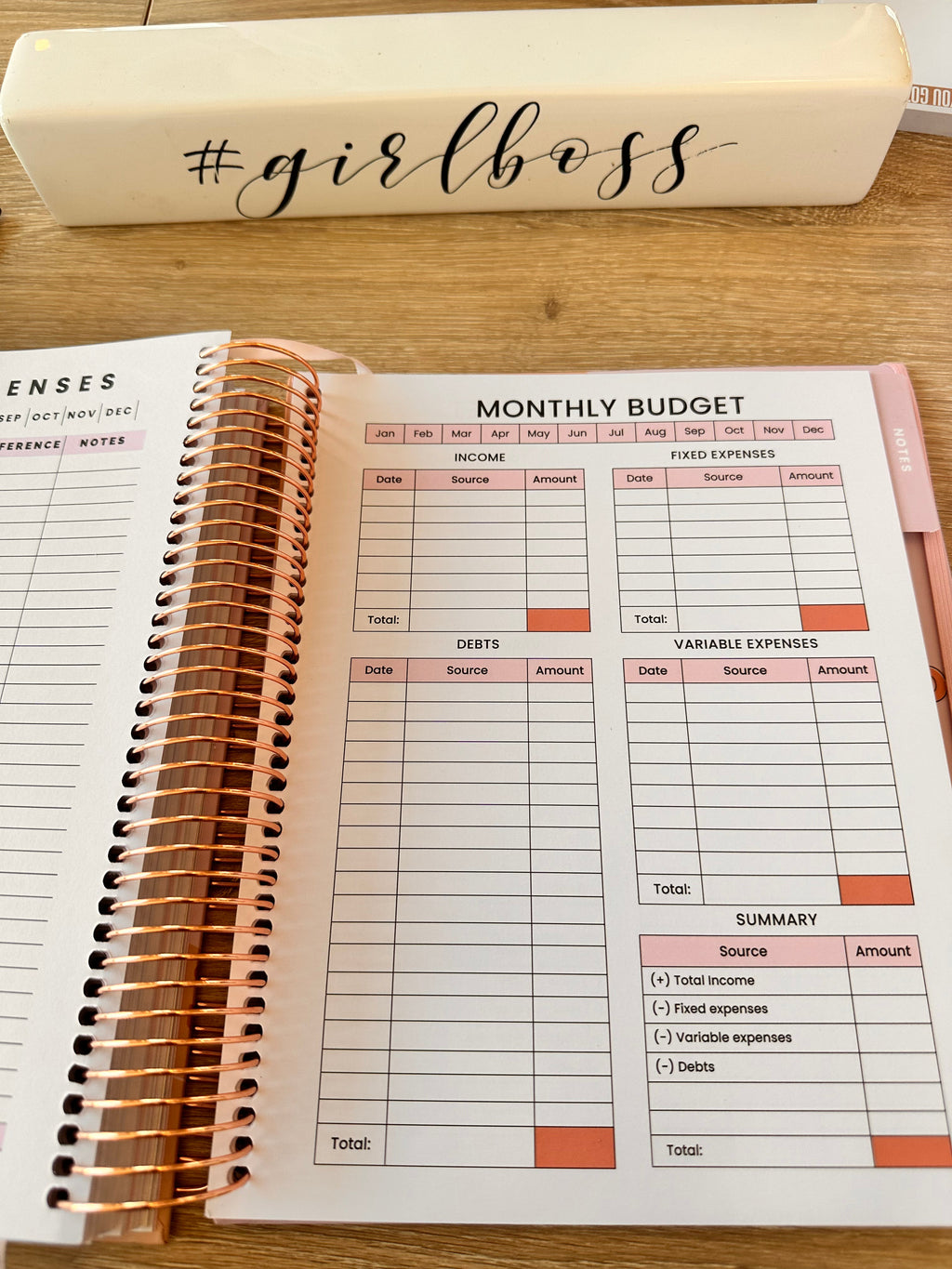 The Corporate Girl Planner, 6 month, Undated, Pink, Rosegold, 260 pages