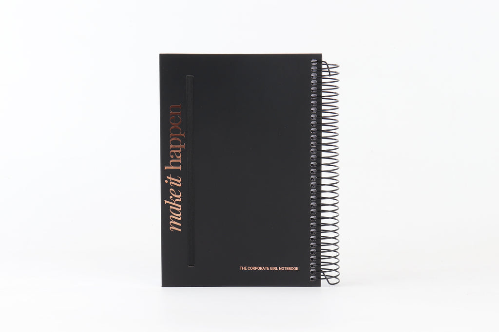 Make It Happen - Black and Rose Gold - Notebook
