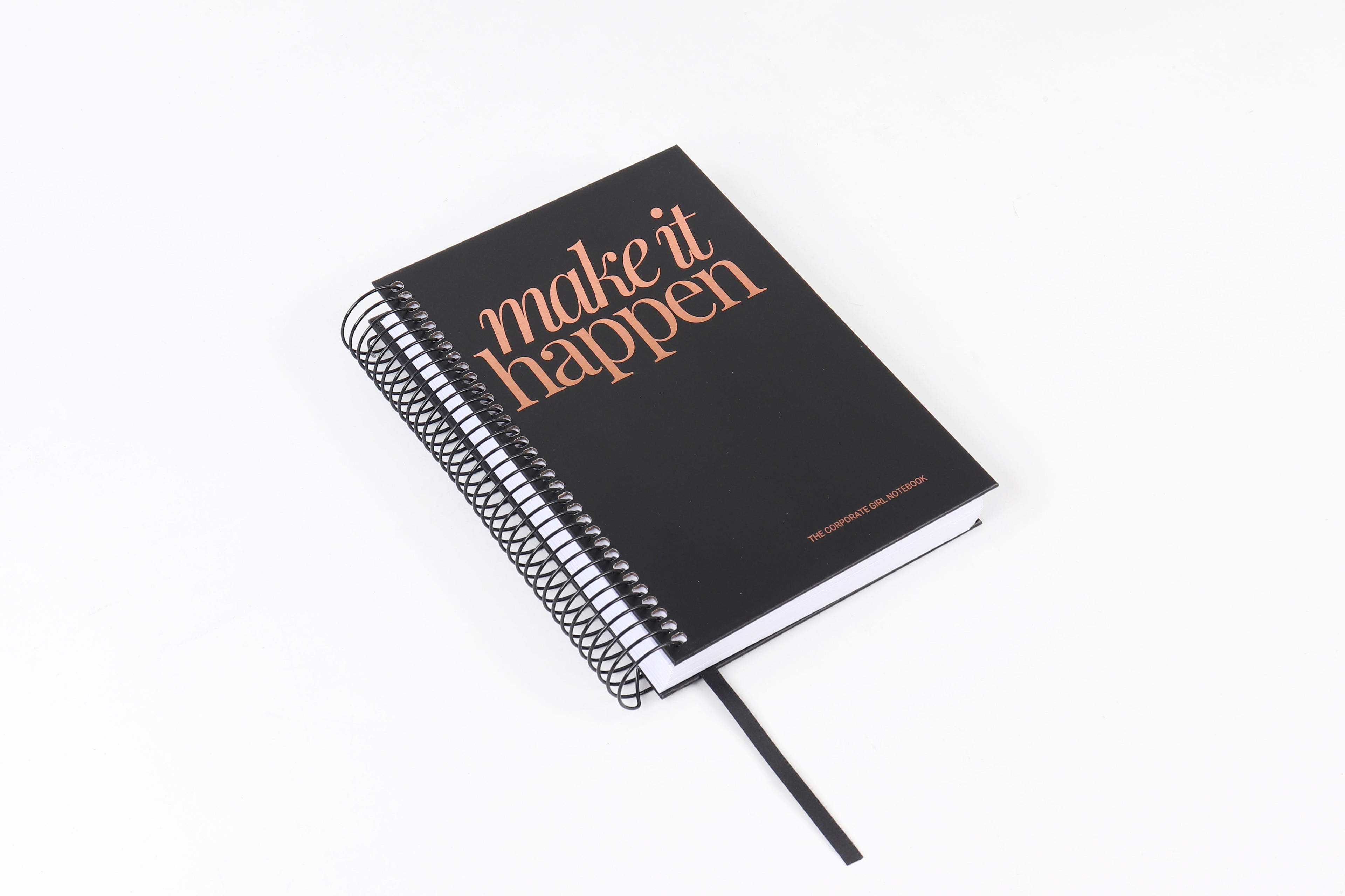Make It Happen - Black and Rose Gold - Notebook