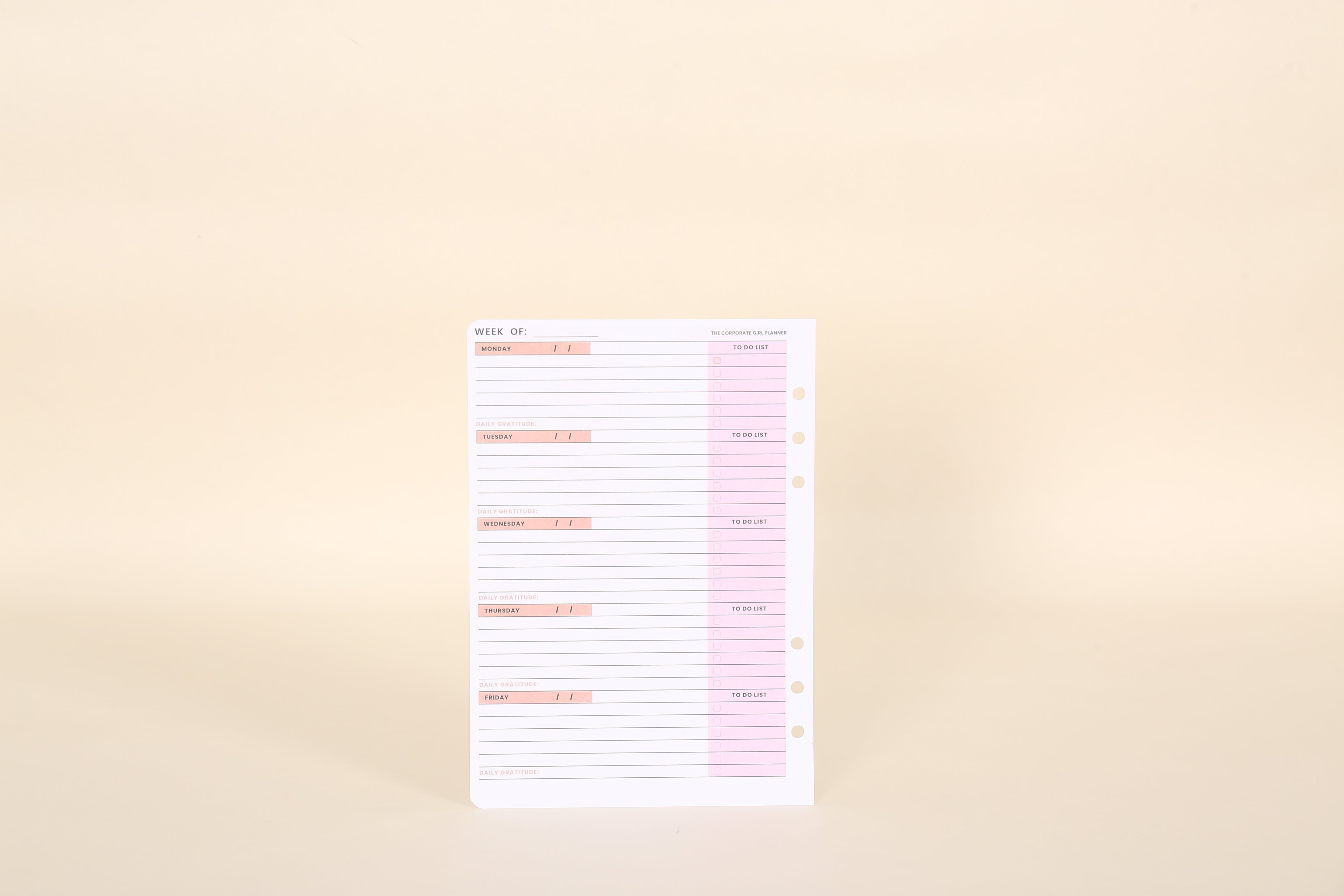 Weekly To Do Layout Insert - A5 Agenda (16 Sheets / 32 Pages)