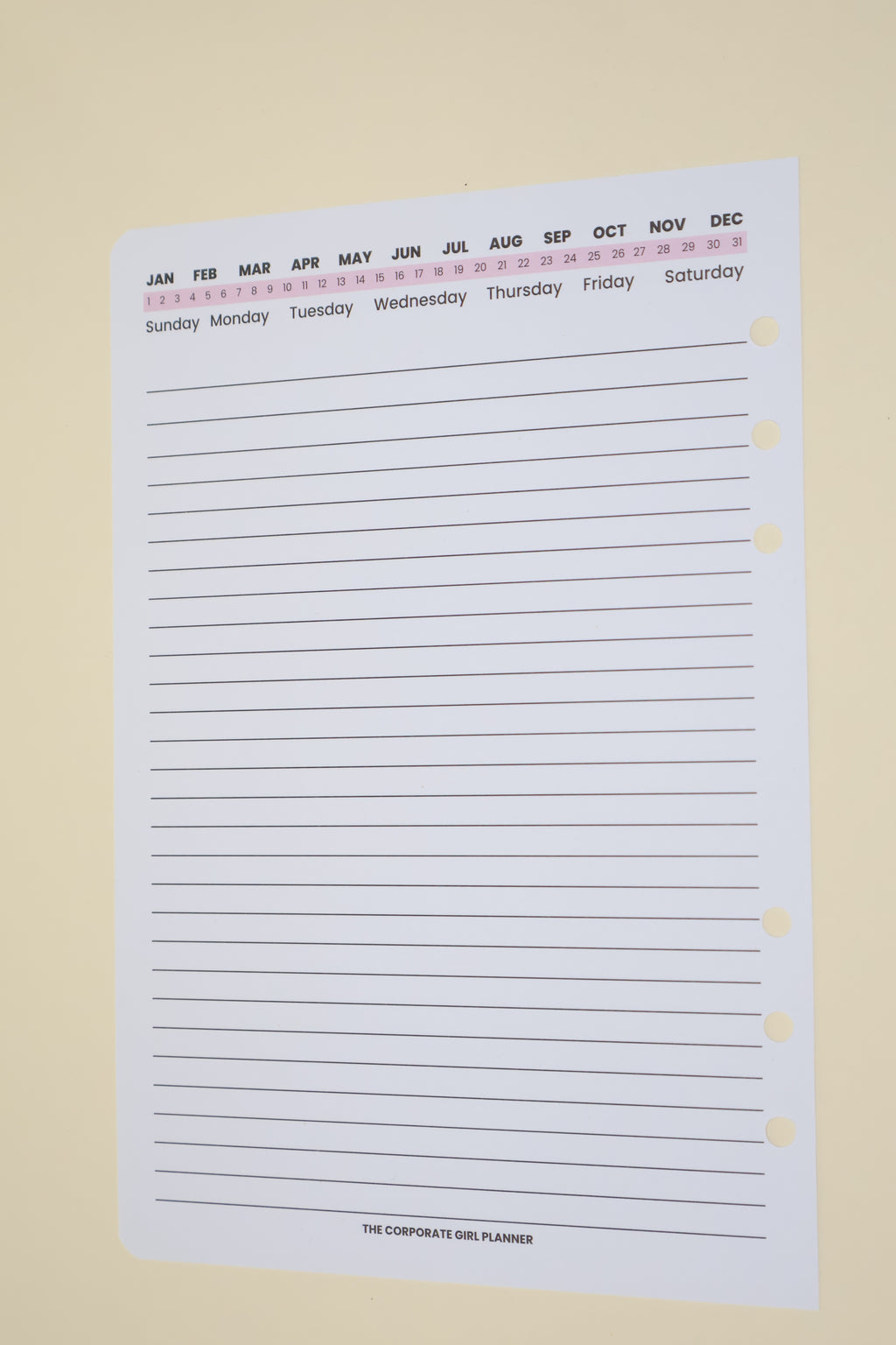 The Corporate Girl A5 Weekly Insert Notes Edition Side