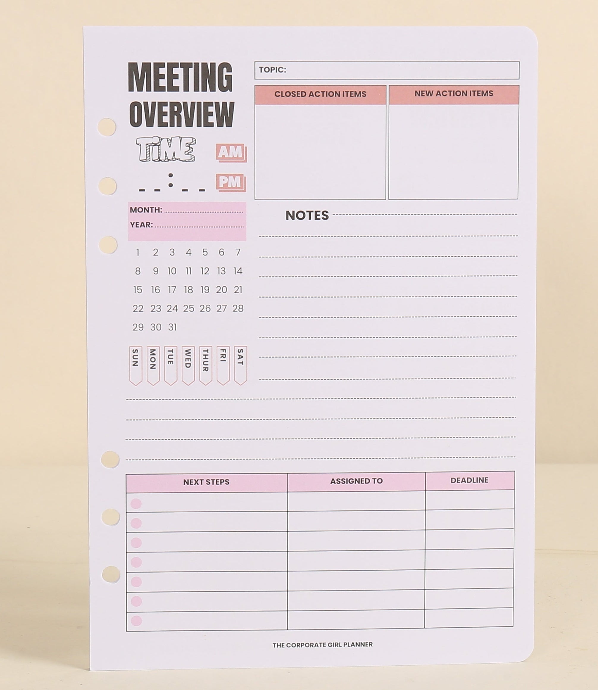 Corporate Girl Weekly Inserts A5 Agenda