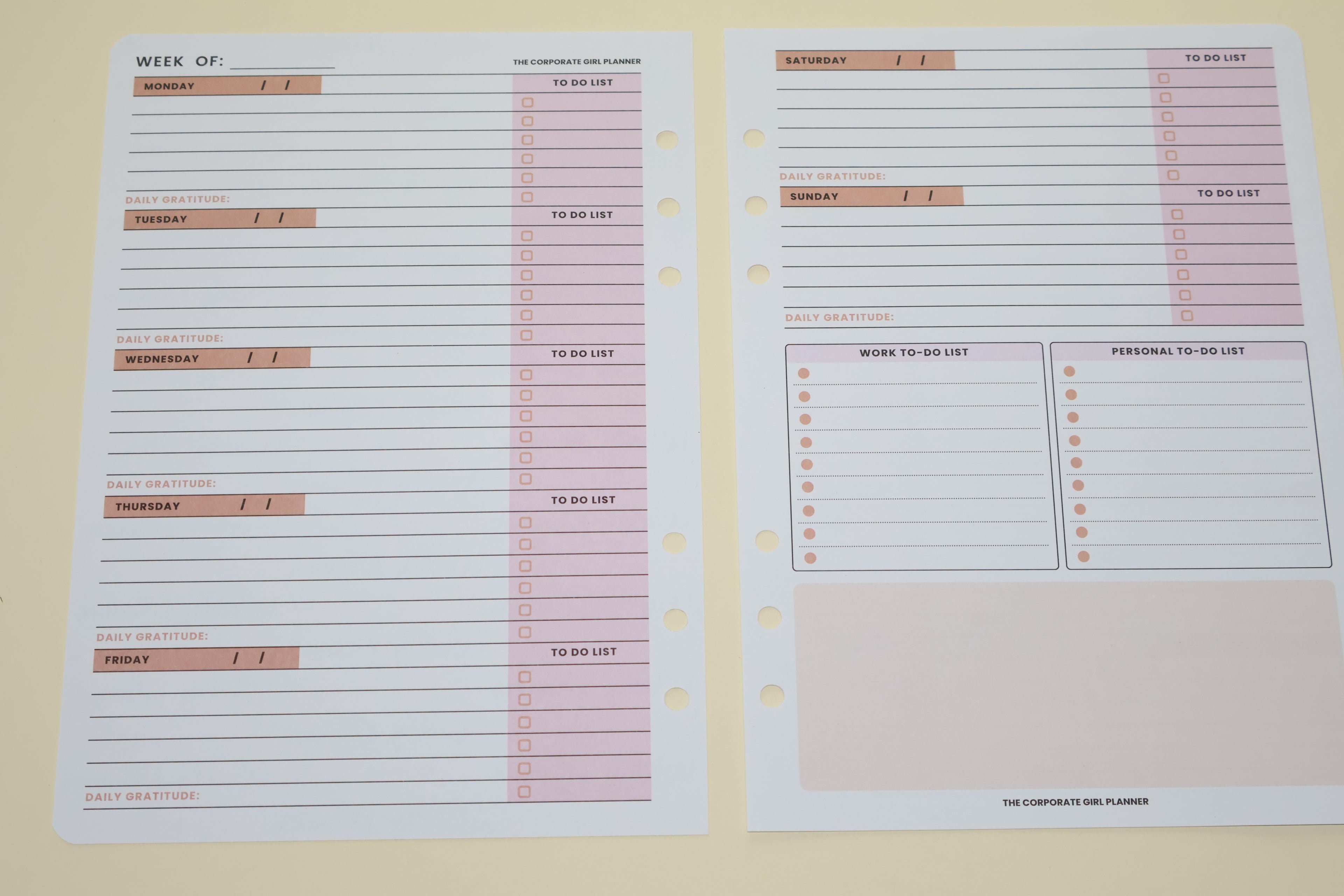 Weekly layout Personal and Work To Do list full Layout